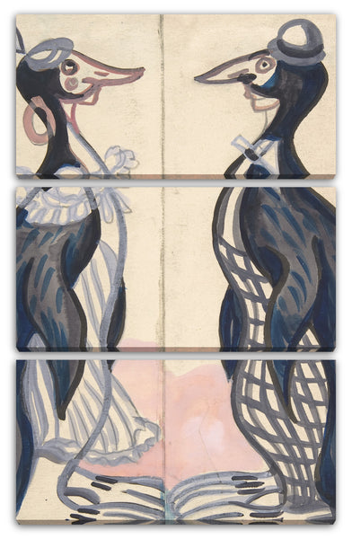 Leinwandbild Sergey Sudeikin - Zwei Pinguine, männlich und weiblich