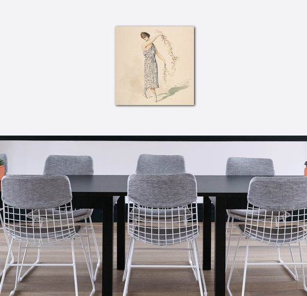 Leinwandbild Charles Bianchini - Kostüm-Design für ein Mädchen in Weiß drapiert
