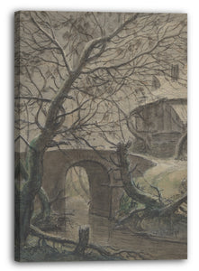 Leinwandbild Anthonie Waterloo - Ein Haus in der Nähe einer Brücke