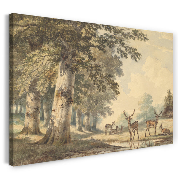 Leinwandbild Hendrik Gerrit ten Cate - Deer unter Buche Bäume im Winter