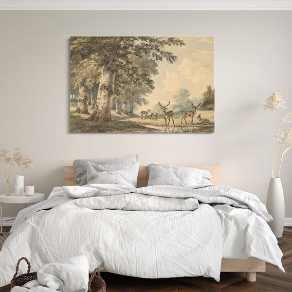 Leinwandbild Hendrik Gerrit ten Cate - Deer unter Buche Bäume im Winter