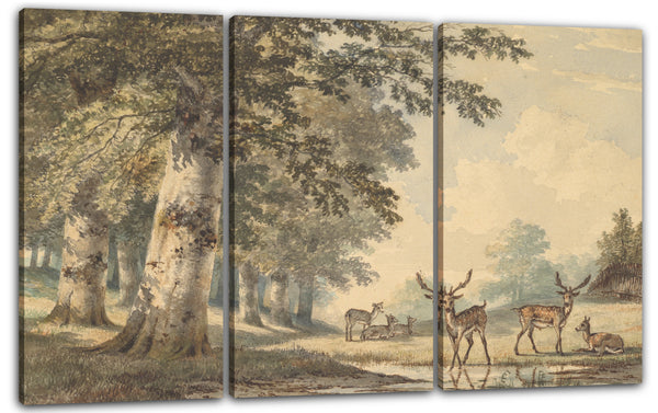 Leinwandbild Hendrik Gerrit ten Cate - Deer unter Buche Bäume im Winter