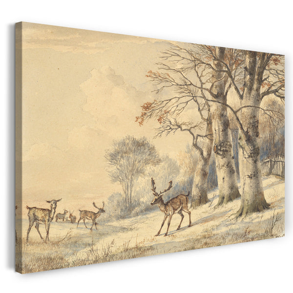 Leinwandbild Hendrik Gerrit ten Cate - Deer unter Buche Bäume im Sommer