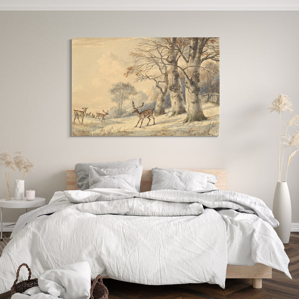 Leinwandbild Hendrik Gerrit ten Cate - Deer unter Buche Bäume im Sommer