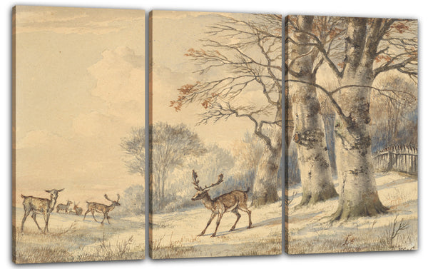 Leinwandbild Hendrik Gerrit ten Cate - Deer unter Buche Bäume im Sommer