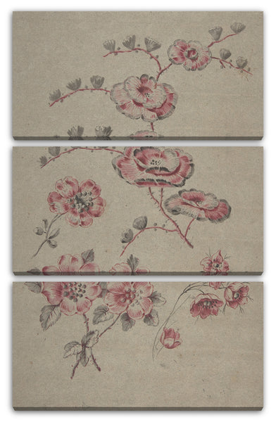 Leinwandbild Anonym, Französisch, 19. Jahrhundert - Rosa Blumenmuster