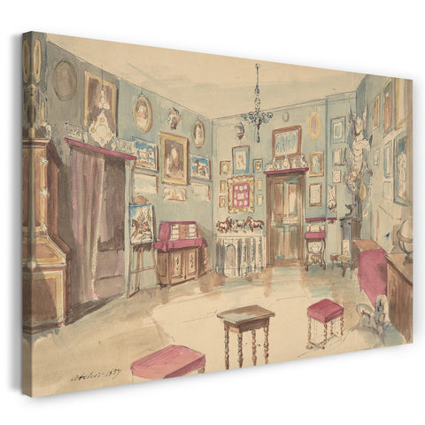 Leinwandbild Anonym, Französisch, 19. Jahrhundert - Zeichnung eines Innenraums: Atelier