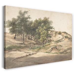 Leinwandbild Andreas Schelfhout - Eine bewaldete Landschaft in der Nähe von Beekhuizen