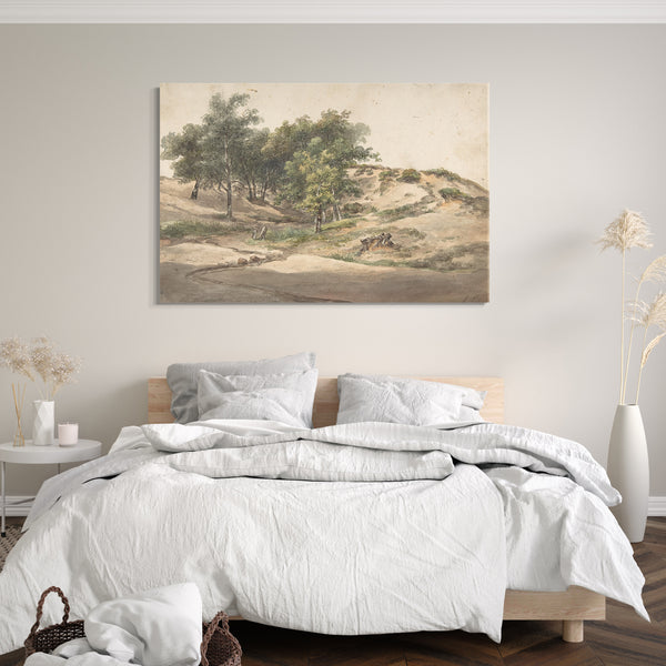 Leinwandbild Andreas Schelfhout - Eine bewaldete Landschaft in der Nähe von Beekhuizen