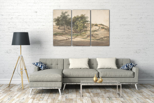 Leinwandbild Andreas Schelfhout - Eine bewaldete Landschaft in der Nähe von Beekhuizen