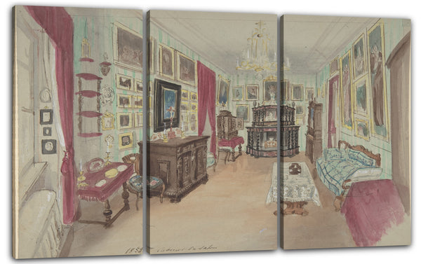 Leinwandbild Anonym, Französisch, 19. Jahrhundert - Zeichnung eines Innenraums: Cabinet du Salon