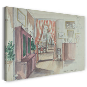 Leinwandbild Anonym, Französisch, 19. Jahrhundert - Zeichnung eines Innenraums: Salle à manger