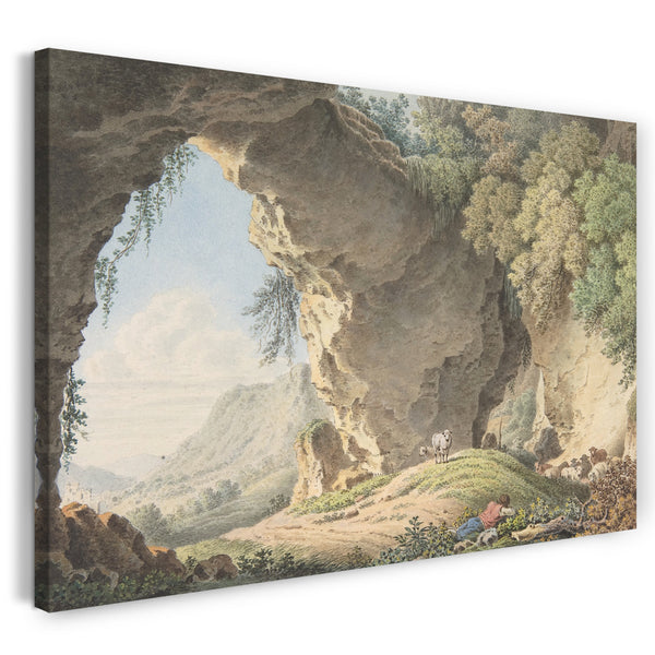 Leinwandbild Philip Heinrich Dunker - Felsige Landschaft mit schlafendem Schäfer