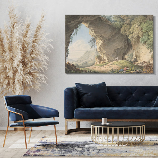 Leinwandbild Philip Heinrich Dunker - Felsige Landschaft mit schlafendem Schäfer