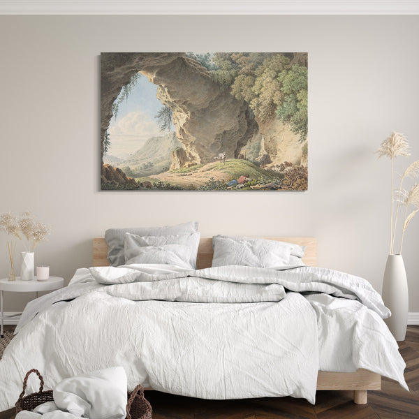 Leinwandbild Philip Heinrich Dunker - Felsige Landschaft mit schlafendem Schäfer