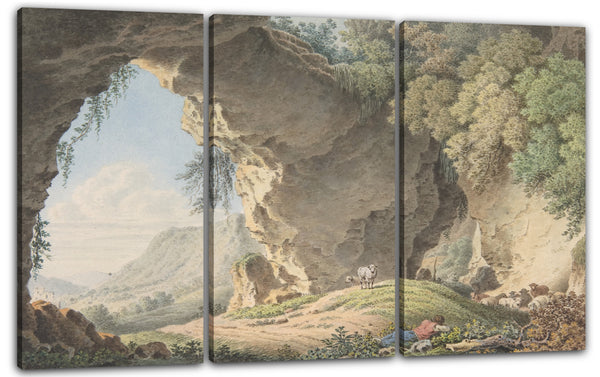 Leinwandbild Philip Heinrich Dunker - Felsige Landschaft mit schlafendem Schäfer
