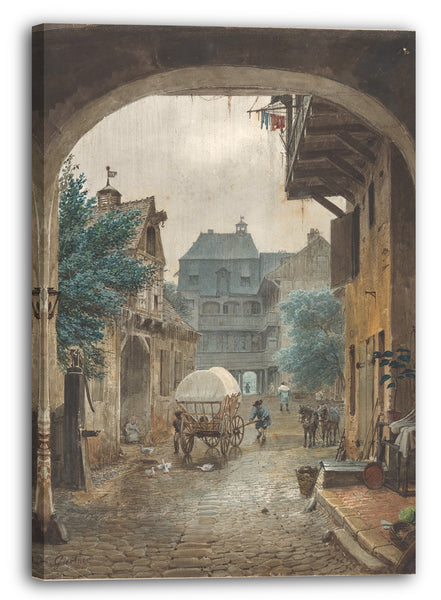 Leinwandbild Eduard Gaertner - Blick in den Innenhof eines Gasthauses in Colmar