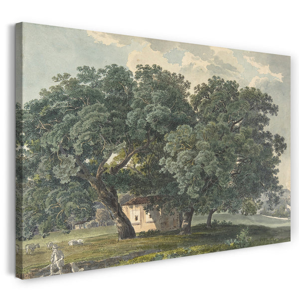 Leinwandbild Friedrich Salathé - Italienische Landschaft mit Bäumen (recto)