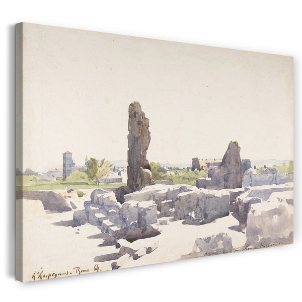 Leinwandbild Henri-Joseph Harpignies - Ansicht des Colosseum von der Basilika von Domitian und vom Flavian Palace, Rom