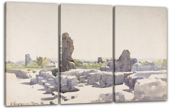 Leinwandbild Henri-Joseph Harpignies - Ansicht des Colosseum von der Basilika von Domitian und vom Flavian Palace, Rom