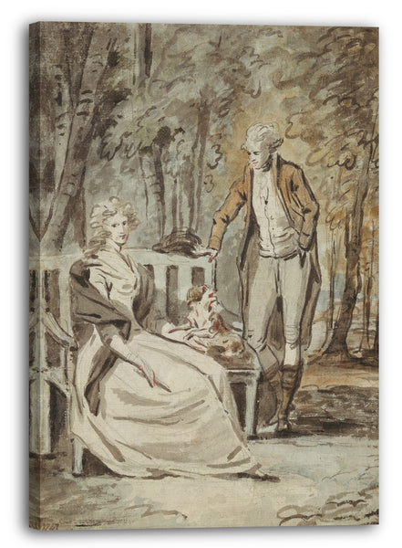 Leinwandbild England (achtzehnten Jahrhundert) - Studie für ein Porträt: Eine Dame und ein Gentleman in einem Park