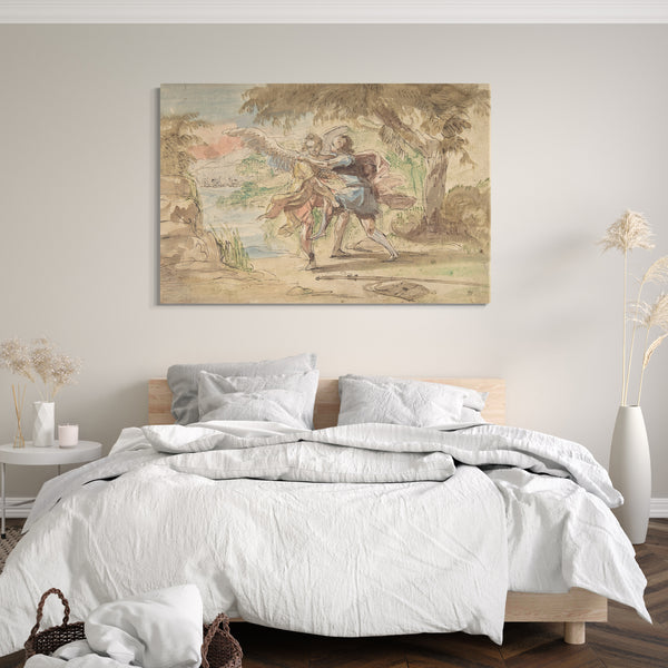 Leinwandbild Johann Jacob Eybelwieser - Jakob und der Engel
