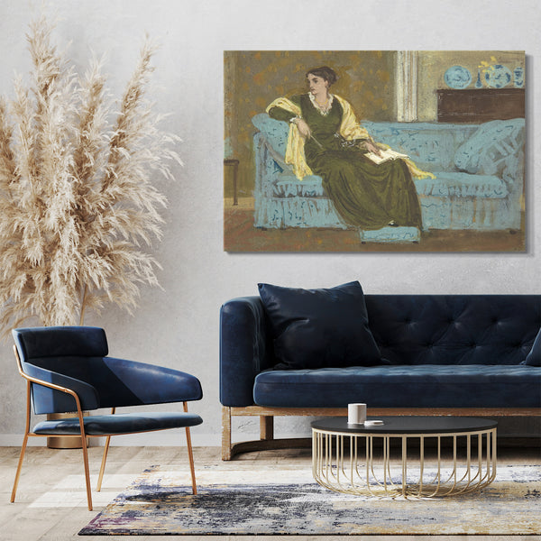 Leinwandbild Walter Crane - Frau sitzt auf einem Sofa