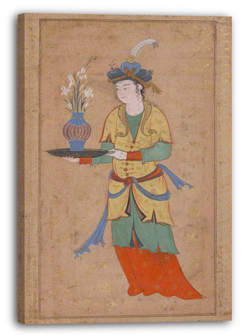 Leinwandbild Illustrierte Einzelarbeit - Frau mit Lilien-Vase