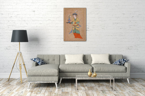 Leinwandbild Illustrierte Einzelarbeit - Frau mit Lilien-Vase