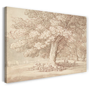 Leinwandbild Thomas Rowlandson - Herde von Rehen unter einer Eiche
