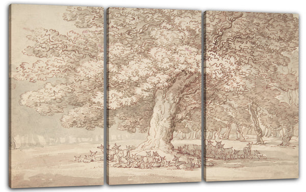 Leinwandbild Thomas Rowlandson - Herde von Rehen unter einer Eiche