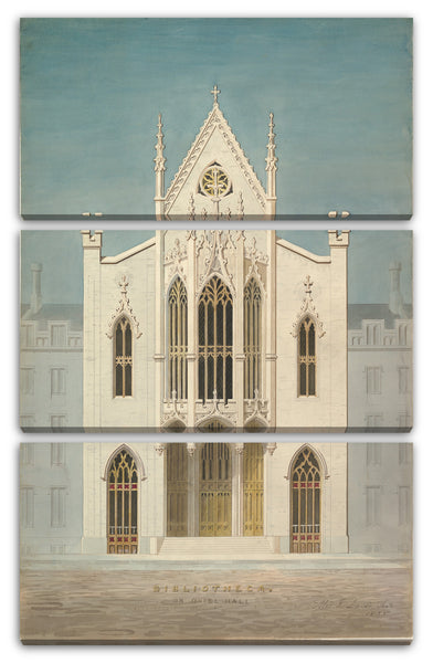 Leinwandbild Alexander Jackson Davis - Studie für eine Bibliothek (Vorderansicht)