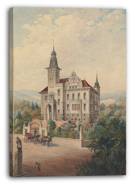 Leinwandbild Rudolf von Alt - Blick auf eine Schweizer Villa