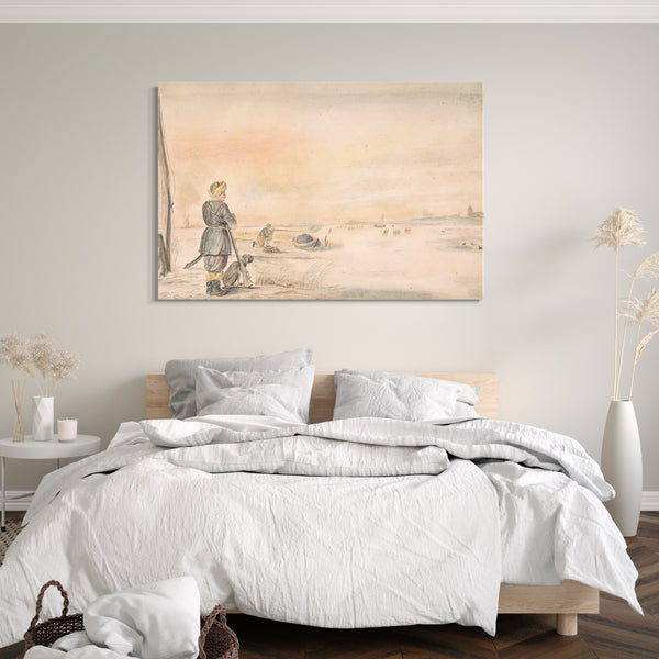 Leinwandbild Hendrick Avercamp - Winterlandschaft mit einem Jäger und seinem Hund