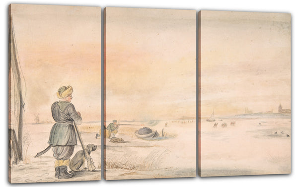 Leinwandbild Hendrick Avercamp - Winterlandschaft mit einem Jäger und seinem Hund