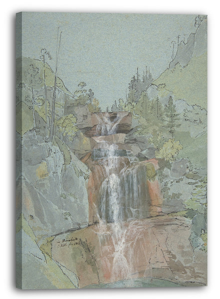 Leinwandbild Johann Christoph Rist - Landschaft mit einem Wasserfall
