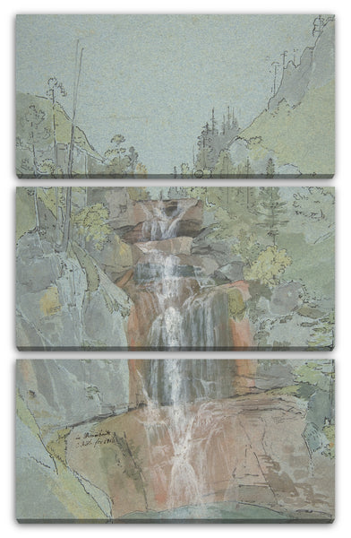 Leinwandbild Johann Christoph Rist - Landschaft mit einem Wasserfall