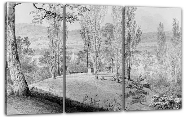 Leinwandbild Thomas Kelah Wharton - Pappeln-Hain mit einer Gedenkbüste, David Hosack Estate, Hyde Park, New York (aus Hosack Album)