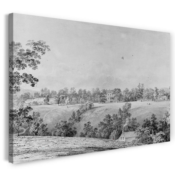 Leinwandbild Thomas Kelah Wharton - Blick auf das David Hosack-Anwesen, Hyde Park, New York, von Osten (aus Hosack Album)