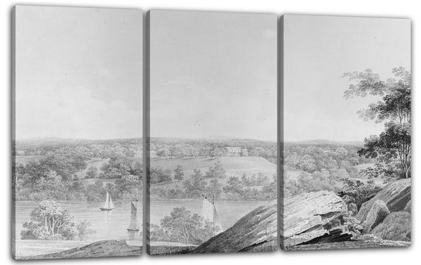 Leinwandbild Thomas Kelah Wharton - Blick auf das David Hosack-Anwesen, Hyde Park, New York, vom Westufer des Hudson River (aus dem Hosack Album)
