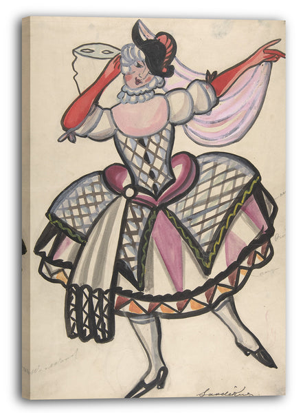 Leinwandbild Sergey Sudeikin - Frau in einem Harlekinkostüm, die eine Maske hält