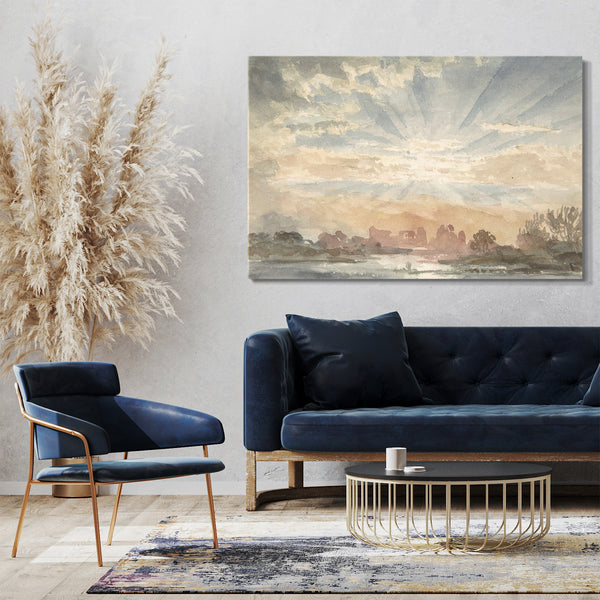 Leinwandbild Joseph Michael Gandy - Landschaft mit aufgehender Sonne, 1. Dezember 1828, 8.30 Uhr