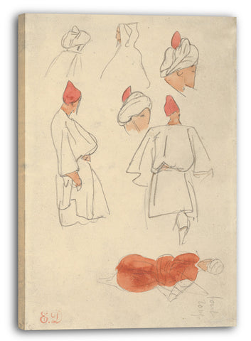 Leinwandbild Eugène Delacroix - Sieben Studien über arabische Männerkostüme