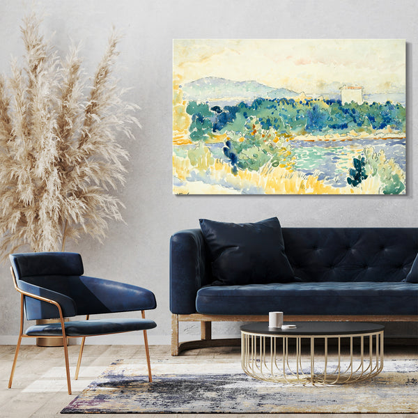 Leinwandbild Henri-Edmond-Kreuz - Mediterrane Landschaft mit einem Weißen Haus