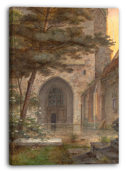 Leinwandbild Ernst Ferdinand Oehme - Ein Portal einer Kirche