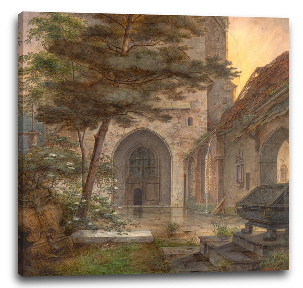 Leinwandbild Ernst Ferdinand Oehme - Ein Portal einer Kirche