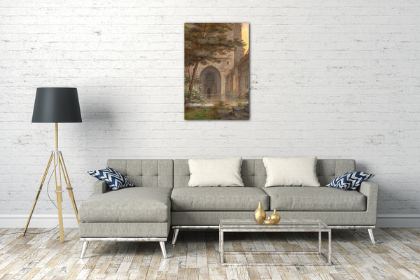 Leinwandbild Ernst Ferdinand Oehme - Ein Portal einer Kirche