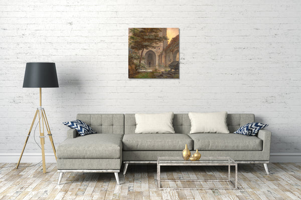 Leinwandbild Ernst Ferdinand Oehme - Ein Portal einer Kirche