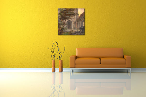 Leinwandbild Ernst Ferdinand Oehme - Ein Portal einer Kirche