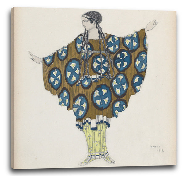 Leinwandbild Léon Bakst - Kostümentwurf für eine Frau aus dem Dorf, für das Ballett 'Daphnis and Chloé', aufgeführt im Théâtre du Châtelet in Paris, 1912